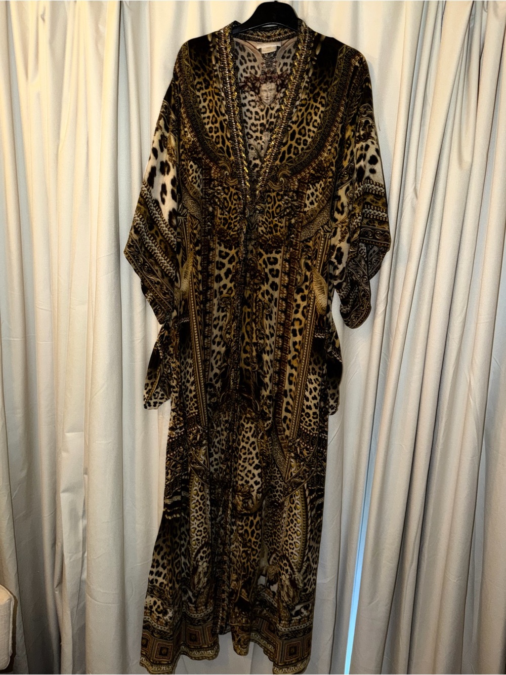 Camilla Leopard Print Maxi Kaftan in Brown and Tan